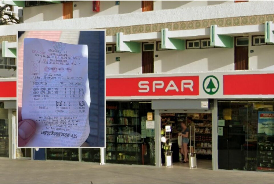 SPAR Alegranza i Playa del Inglés tar ekstra betalt for kald drikke. Foto: Google Maps/Privat