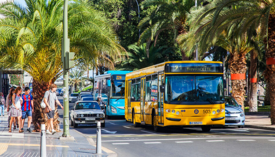 Arkivfoto av bussene på Gran Canaria. Arkivfoto av bussene på Gran Canaria.