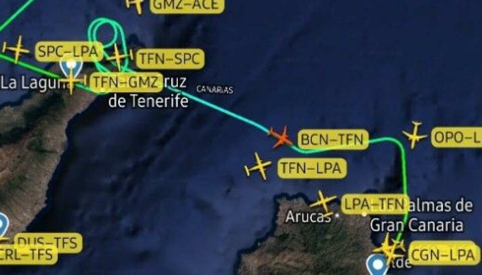 MÅTTE NØDLANDE: Et Vueling-fly måtte omdirigeres til Tenerife på grunn av været, da en passasjer ble akutt syk.