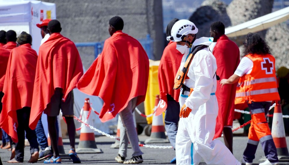 Arkivfoto av migranter som ankommer Kanariøyene.
