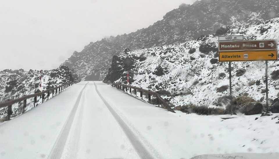 SNØ: Flere fjellveier på Tenerife er stengt denne søndagen, etter at det lavet ned flere steder.