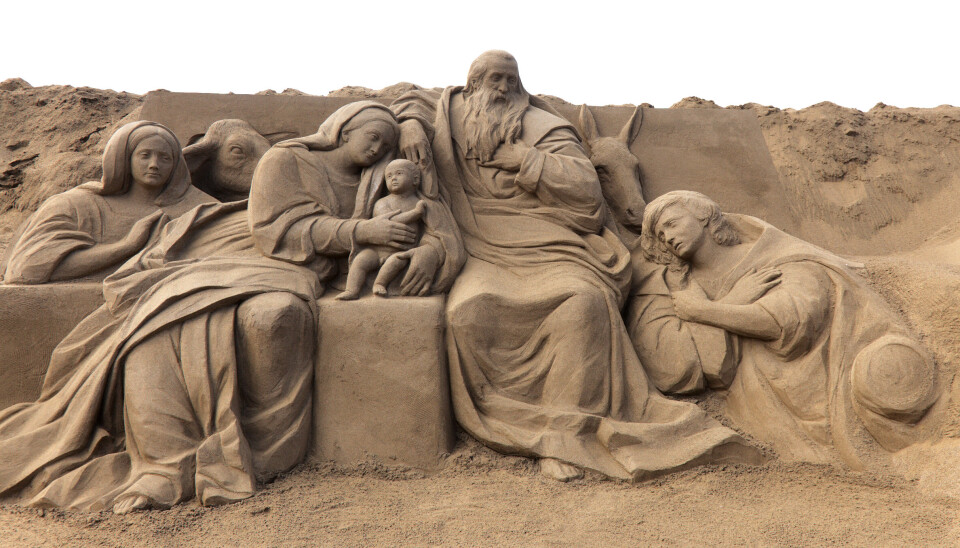 Julekrybbe i sand på Las Canteras.