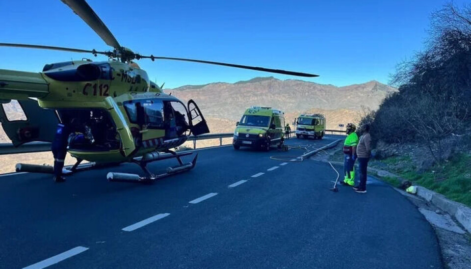 REDDET: Syklisten (30) måtte reddes med helikopter etter ulykken.