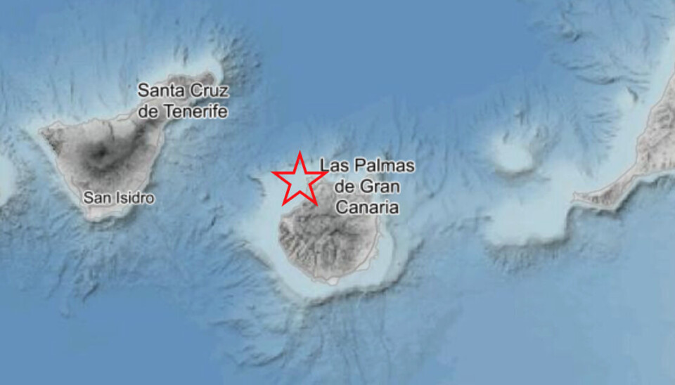 Jordskjelvet ble registrert nordvest for Gran Canaria.