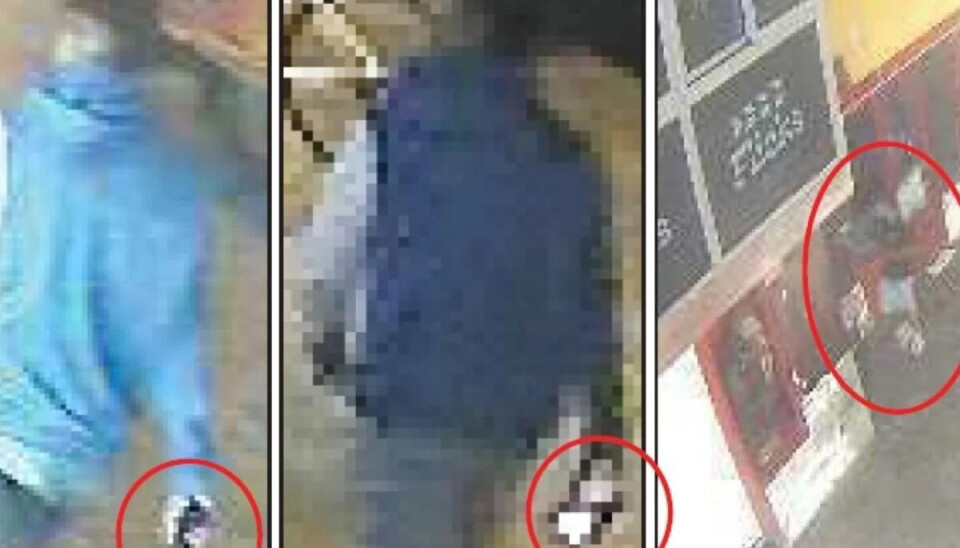 OVERVÅKNINGSBILDER: Politiet mener disse overvåkningsbildene viser den antatte hovedmannen bak overfallet, i det han forlater området med offerets mobiltelefon.