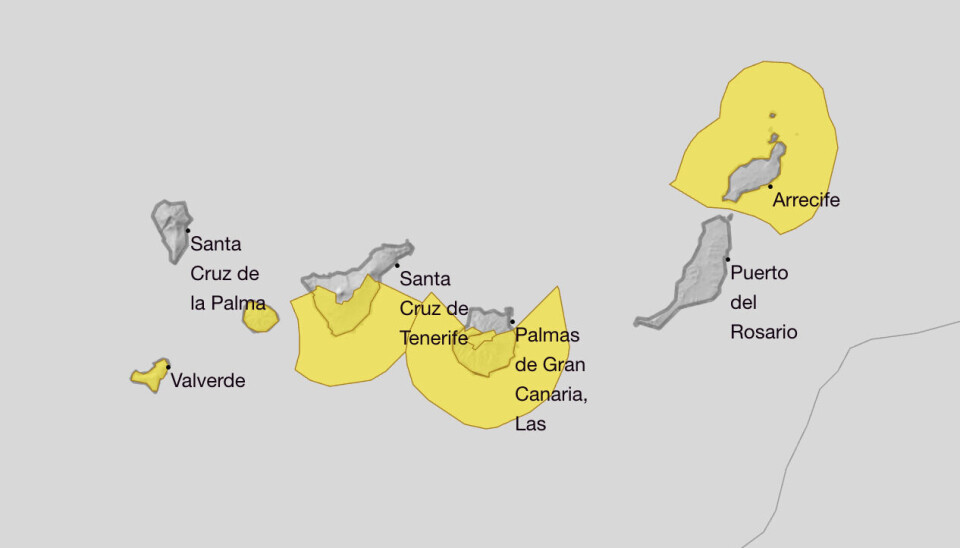 OBS-varsel: Denne mandagen vil de gule områdene på kartet ha muligheter for sterk vind og høye bølger.