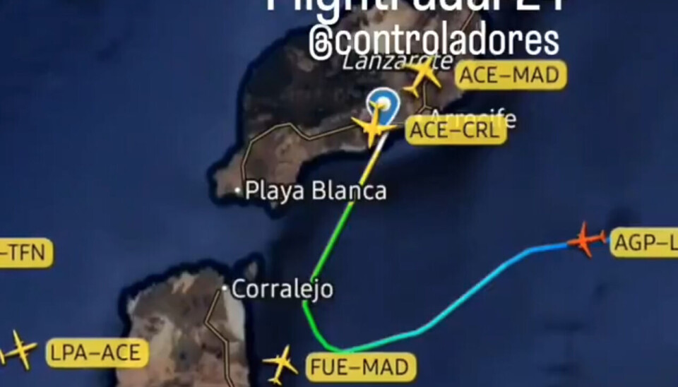MÅTTE SIKKERHETSLANDE: Flyet skulle til Gran Canaria, men måtte sikkerhetslande på Lanzarote.