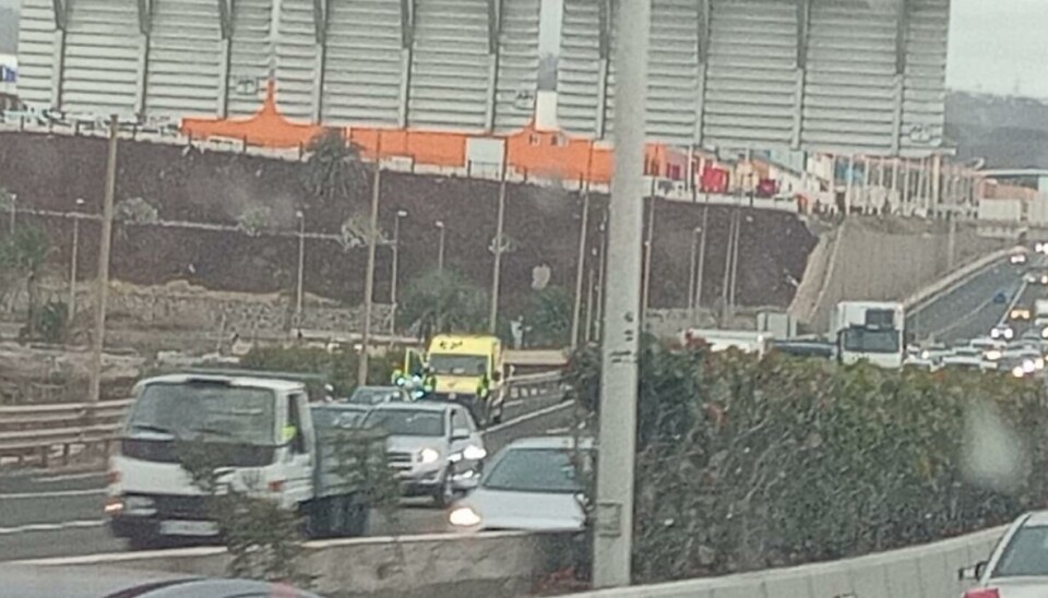 KØ: En ulykke som involverer flere biler fører til kø i sørgående retning utenfor Las Palmas.