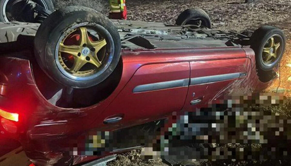 VELTET: Bilen veltet natt til fredag i Telde, nord på Gran Canaria.