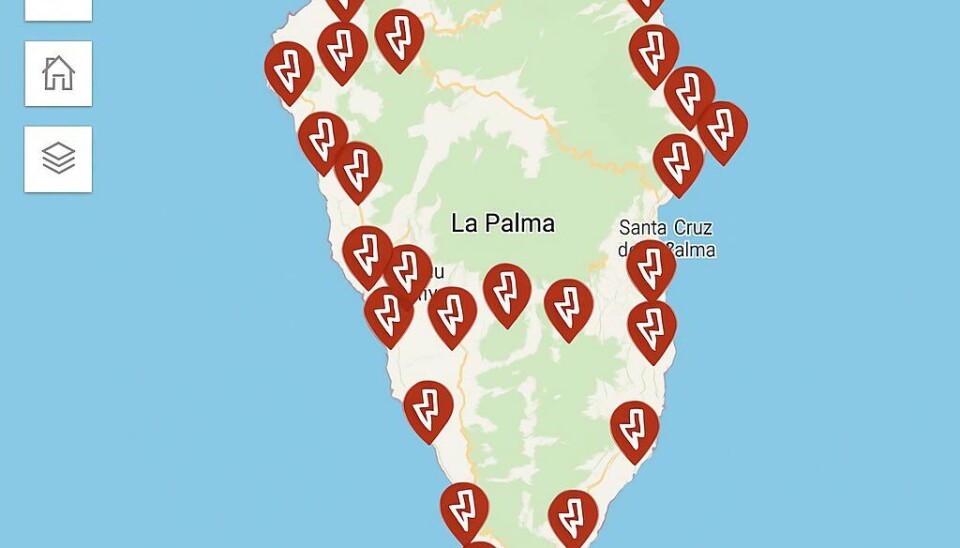 Kartet viser stedene som ble rammet av strømbruddet i går, tirsdag.