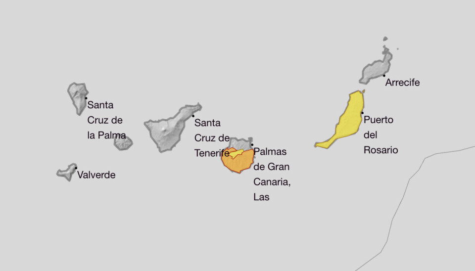 FAREVARSEL: Det er sendt ut OBS- og farevarsel på Fuerteventura og Gran Canaria i helga.