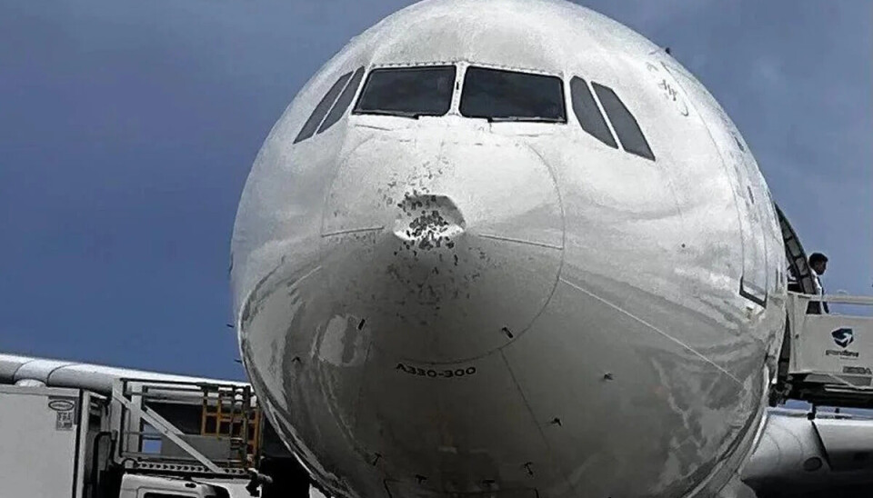 TRUFFET: Slik så flyet ut etter møtet med uværet i Barcelona.