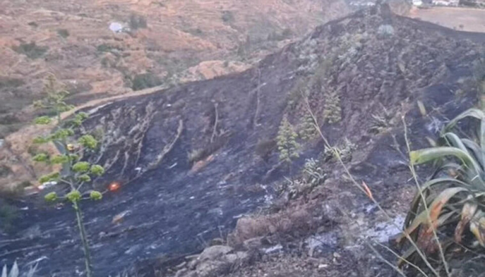 TOK FYR: Her brøt det ut brann på Gran Canaria i natt.