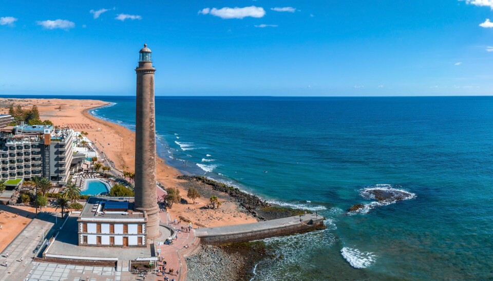Fyrtårnet og promenaden ved Meloneras i Maspalomas, sør på Gran Canaria.