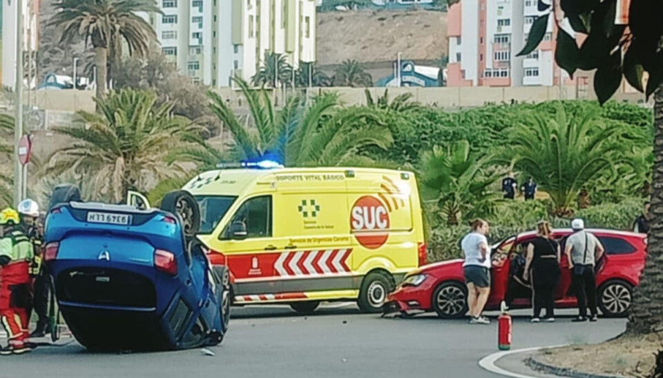 KOLLISJON: To biler var involvert i en kollisjon på Gran Canaria fredag ettermiddag.