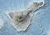 Kart over Tenerife med markerte jordskjelv nær vulkanen Teide.