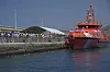 Deltakere kaster blomster i havet ved siden av et av fartøyene til sjøredningstjenesten, til minne om migrantene som har mistet livet på sjøreisen.